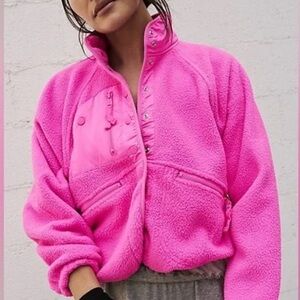 Free People Movement Hit the Slopes Fleece Jacket Neon Pink